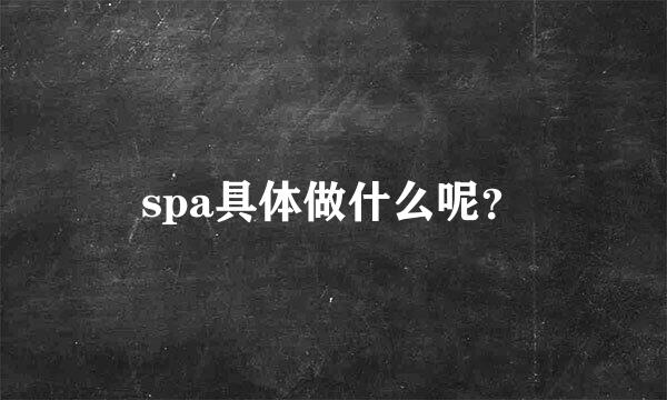 spa具体做什么呢？