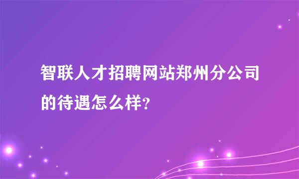 智联人才招聘网站郑州分公司的待遇怎么样？