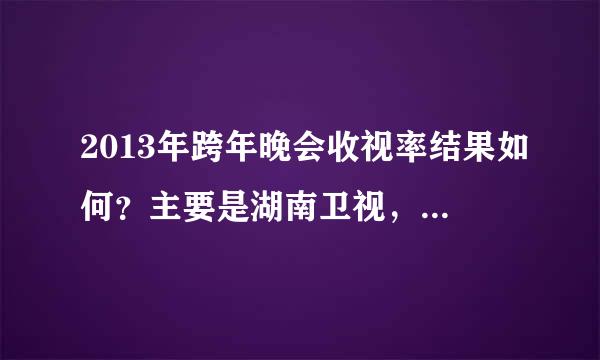 2013年跨年晚会收视率结果如何？主要是湖南卫视，中央电视台，江苏卫视之间的比较？谢谢回复