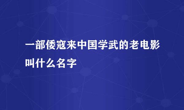 一部倭寇来中国学武的老电影叫什么名字