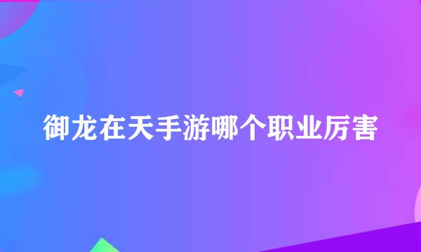 御龙在天手游哪个职业厉害