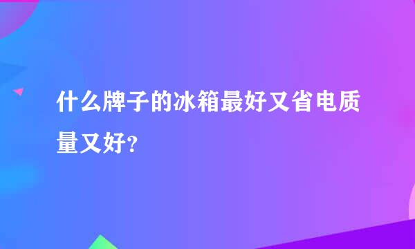 什么牌子的冰箱最好又省电质量又好？