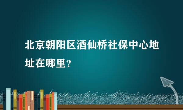 北京朝阳区酒仙桥社保中心地址在哪里？