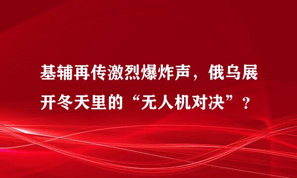 基辅再传激烈爆炸声，俄乌展开冬天里的“无人机对决”？