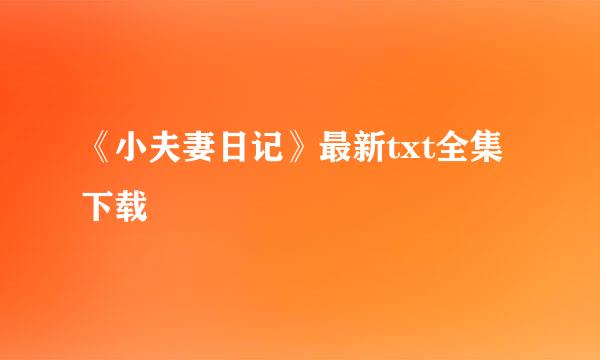 《小夫妻日记》最新txt全集下载