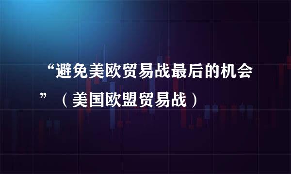 “避免美欧贸易战最后的机会”（美国欧盟贸易战）