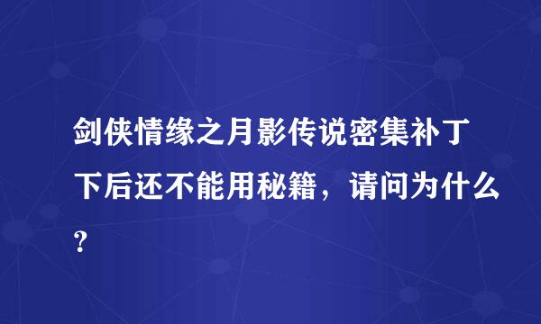 剑侠情缘之月影传说密集补丁下后还不能用秘籍，请问为什么？