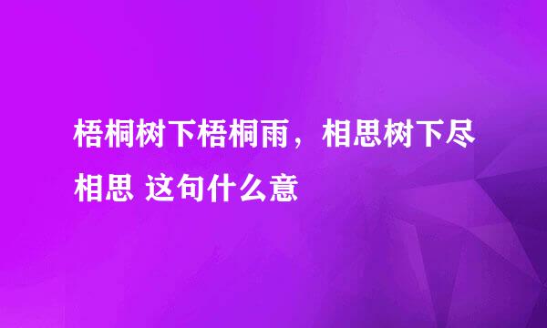 梧桐树下梧桐雨，相思树下尽相思 这句什么意