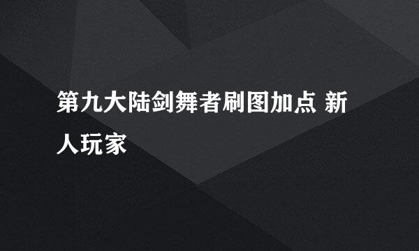 第九大陆剑舞者刷图加点 新人玩家