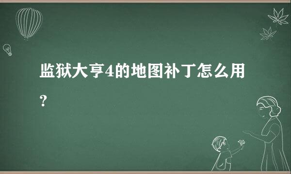 监狱大亨4的地图补丁怎么用？