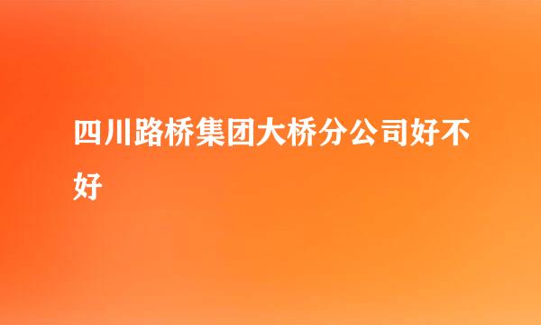 四川路桥集团大桥分公司好不好