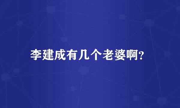 李建成有几个老婆啊？