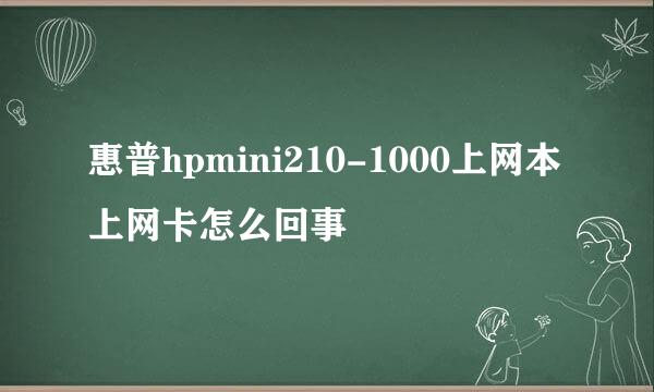 惠普hpmini210-1000上网本上网卡怎么回事