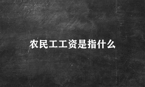 农民工工资是指什么