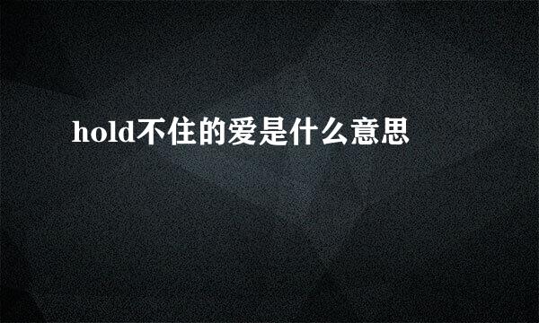 hold不住的爱是什么意思