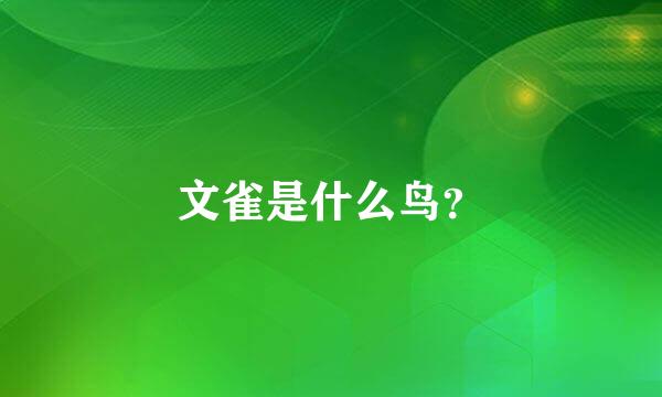 文雀是什么鸟？