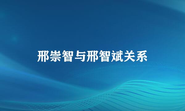 邢崇智与邢智斌关系