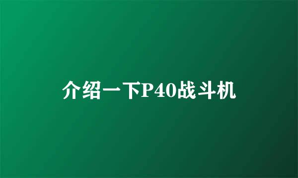 介绍一下P40战斗机