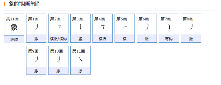 象字笔顺笔画