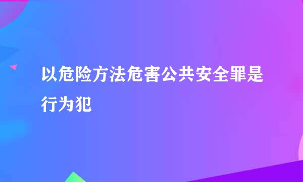 以危险方法危害公共安全罪是行为犯