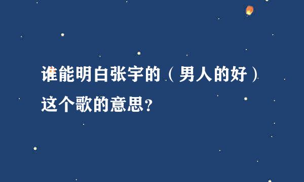 谁能明白张宇的（男人的好）这个歌的意思？