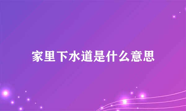 家里下水道是什么意思