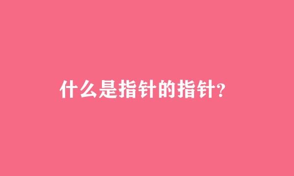 什么是指针的指针？