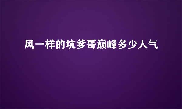 风一样的坑爹哥巅峰多少人气