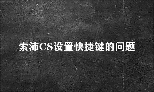 索沛CS设置快捷键的问题