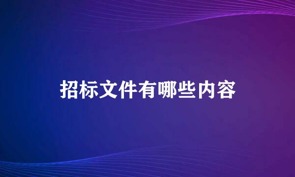 招标文件有哪些内容