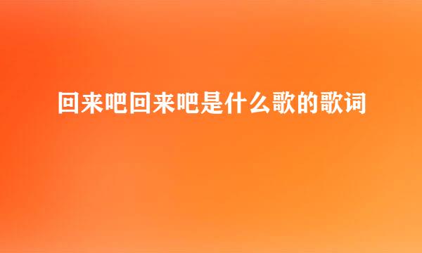 回来吧回来吧是什么歌的歌词