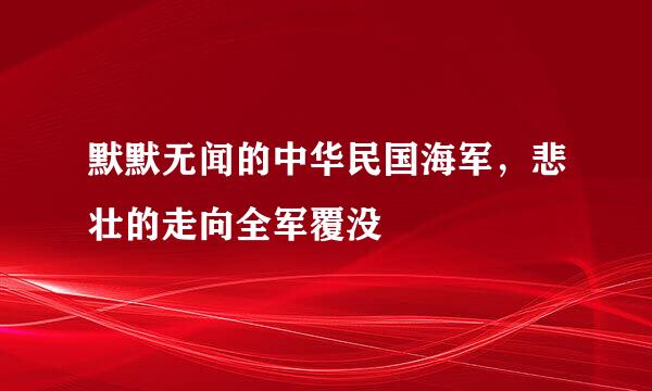 默默无闻的中华民国海军，悲壮的走向全军覆没