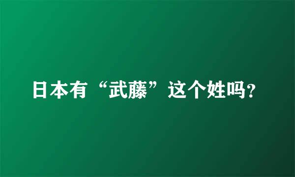 日本有“武藤”这个姓吗？