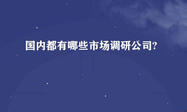 国内都有哪些市场调研公司?