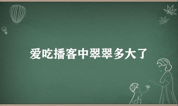 爱吃播客中翠翠多大了