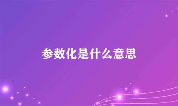 参数化是什么意思