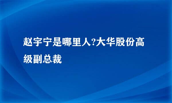 赵宇宁是哪里人?大华股份高级副总裁