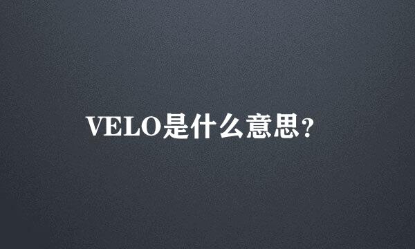 VELO是什么意思？