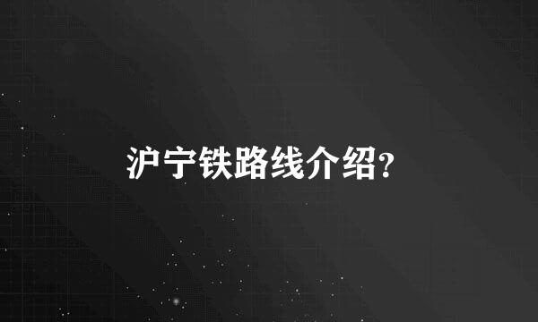 沪宁铁路线介绍？