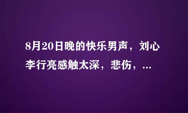 8月20日晚的快乐男声，刘心李行亮感触太深，悲伤，愤怒，和一点点希望，请大家发表意见。