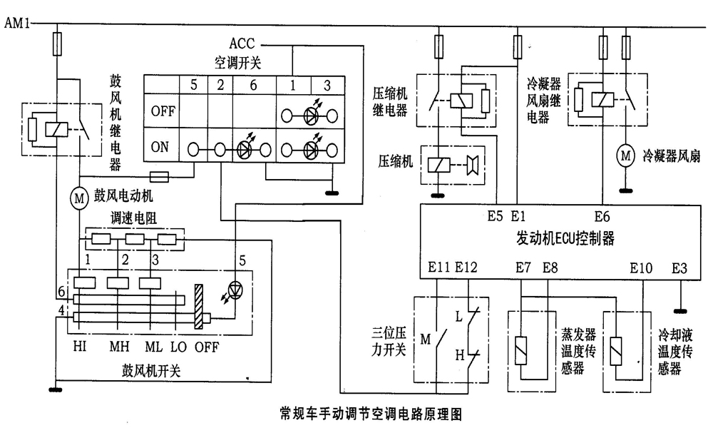 汽车空调电路原理图？