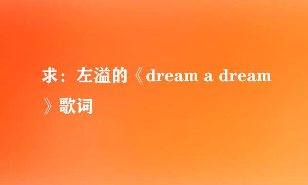 求：左溢的《dream a dream》歌词