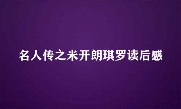 名人传之米开朗琪罗读后感