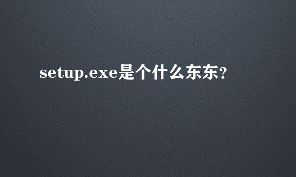 setup.exe是个什么东东？