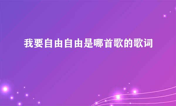 我要自由自由是哪首歌的歌词