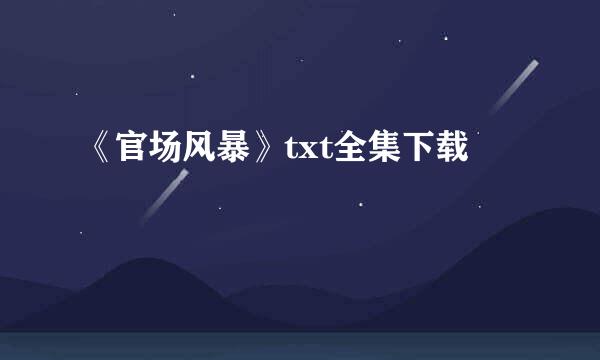 《官场风暴》txt全集下载