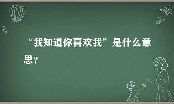 “我知道你喜欢我”是什么意思？