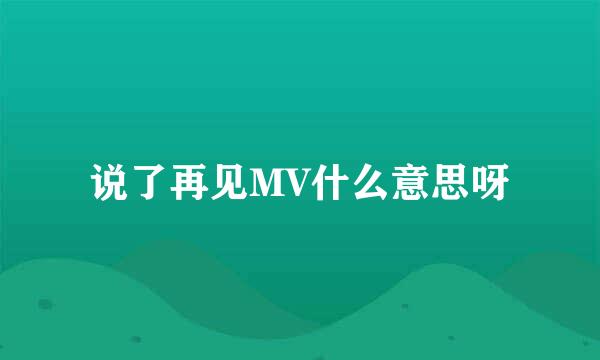 说了再见MV什么意思呀