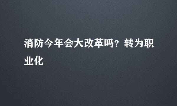 消防今年会大改革吗？转为职业化