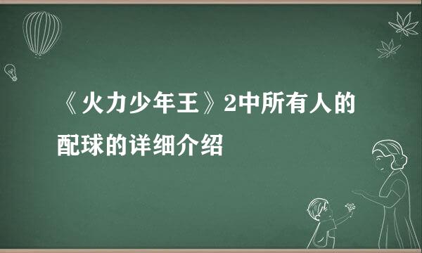 《火力少年王》2中所有人的配球的详细介绍